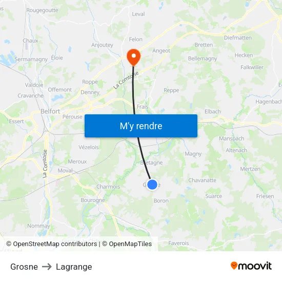 Grosne to Lagrange map