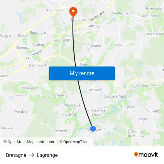Bretagne to Lagrange map