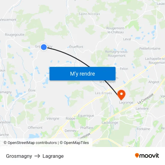 Grosmagny to Lagrange map