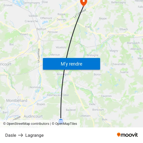 Dasle to Lagrange map