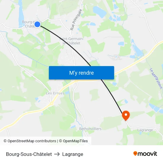 Bourg-Sous-Châtelet to Lagrange map