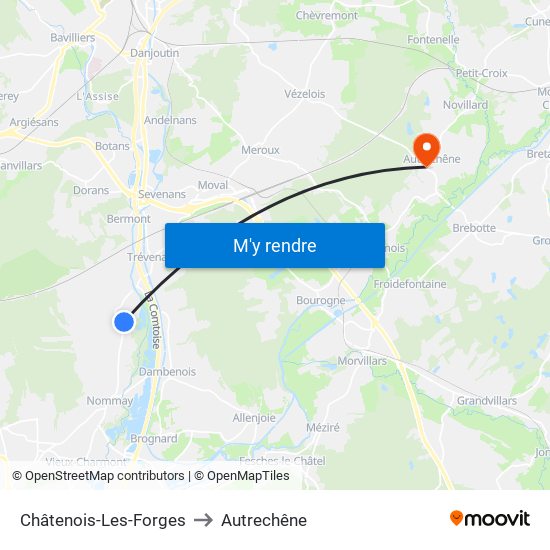 Châtenois-Les-Forges to Autrechêne map