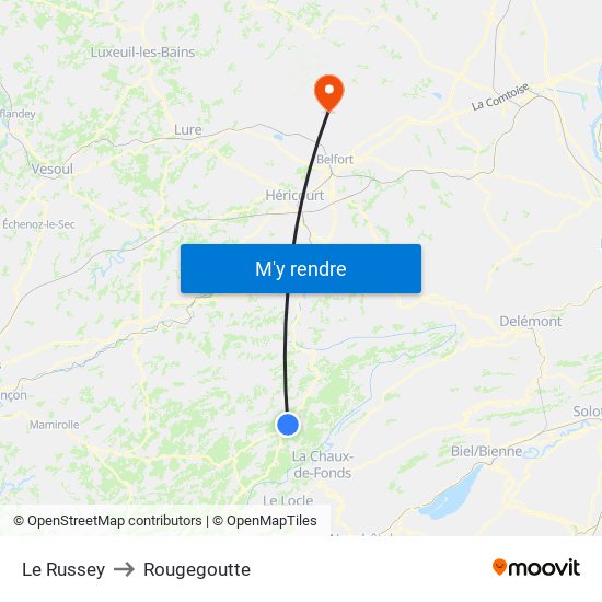 Le Russey to Rougegoutte map