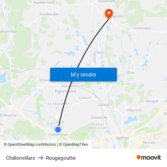 Châlonvillars to Rougegoutte map