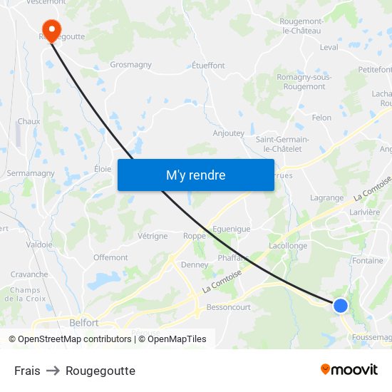 Frais to Rougegoutte map