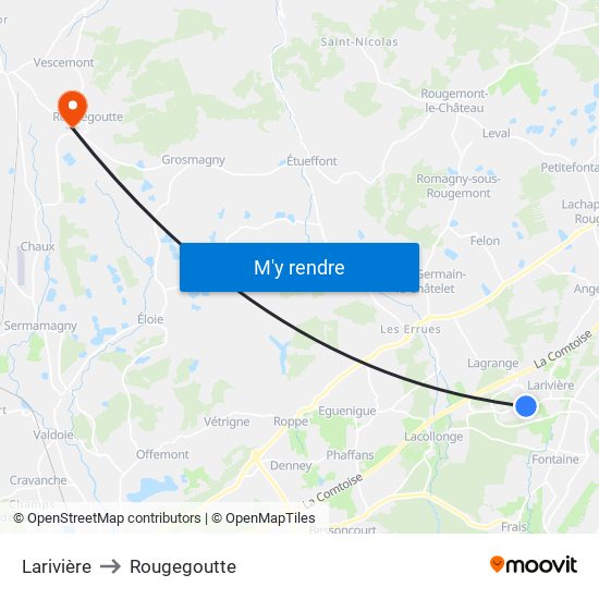 Larivière to Rougegoutte map