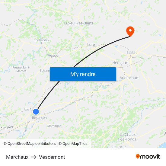 Marchaux to Vescemont map