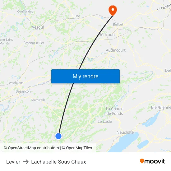 Levier to Lachapelle-Sous-Chaux map