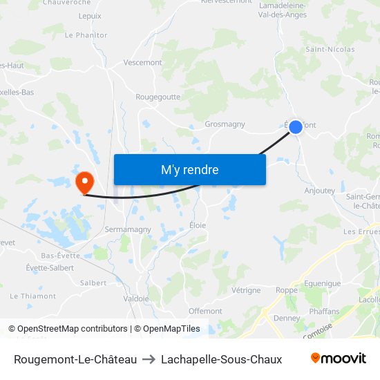 Rougemont-Le-Château to Lachapelle-Sous-Chaux map