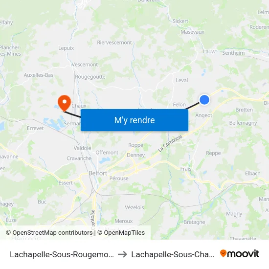 Lachapelle-Sous-Rougemont to Lachapelle-Sous-Chaux map
