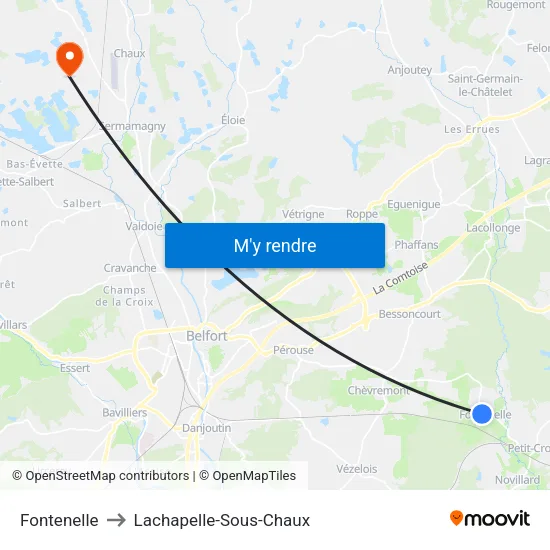 Fontenelle to Lachapelle-Sous-Chaux map