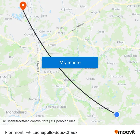 Florimont to Lachapelle-Sous-Chaux map