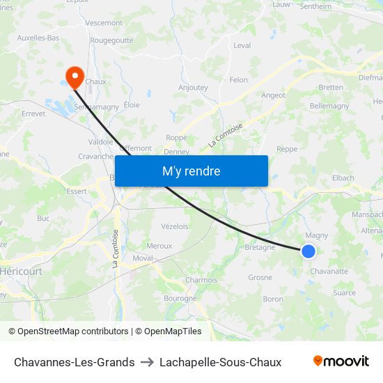 Chavannes-Les-Grands to Lachapelle-Sous-Chaux map