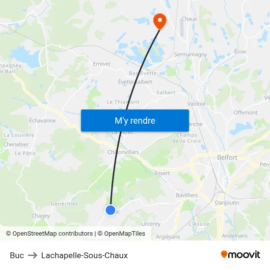 Buc to Lachapelle-Sous-Chaux map