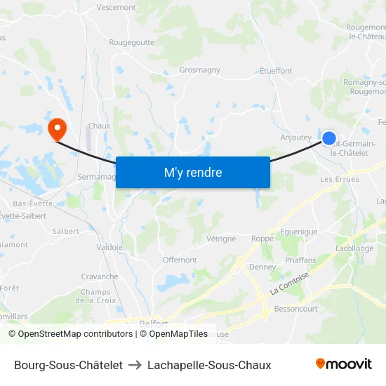 Bourg-Sous-Châtelet to Lachapelle-Sous-Chaux map