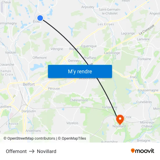 Offemont to Novillard map