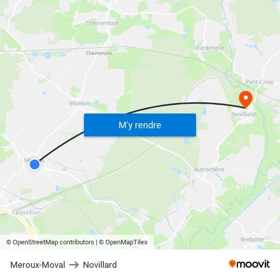 Meroux-Moval to Novillard map