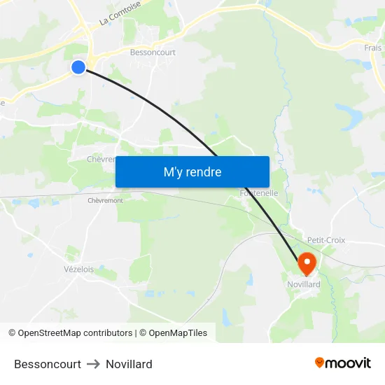 Bessoncourt to Novillard map