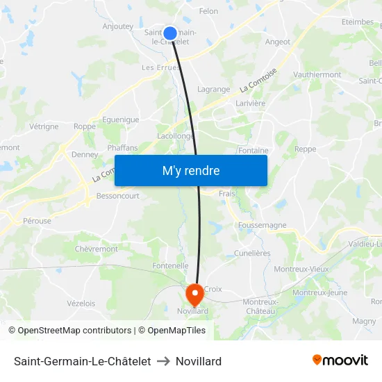 Saint-Germain-Le-Châtelet to Novillard map