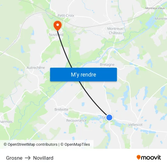 Grosne to Novillard map