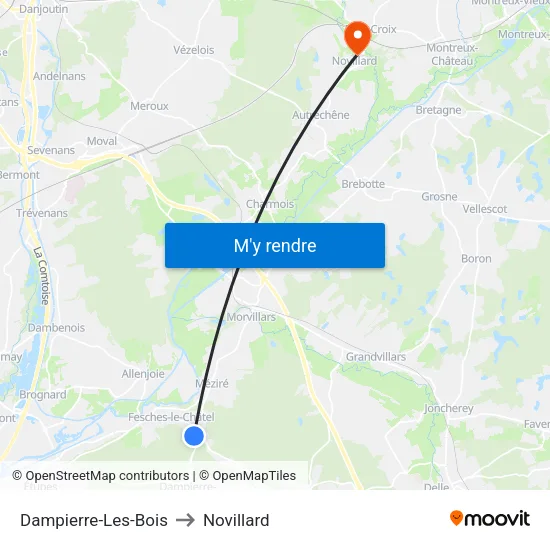 Dampierre-Les-Bois to Novillard map