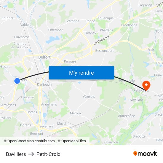 Bavilliers to Petit-Croix map