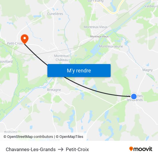 Chavannes-Les-Grands to Petit-Croix map