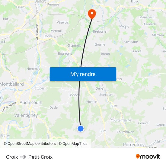 Croix to Petit-Croix map