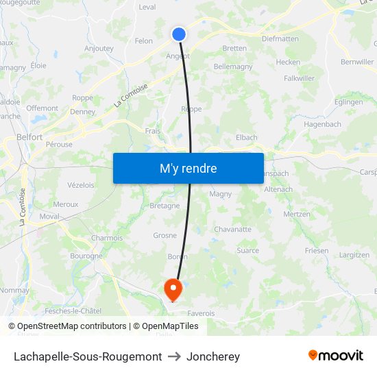 Lachapelle-Sous-Rougemont to Joncherey map