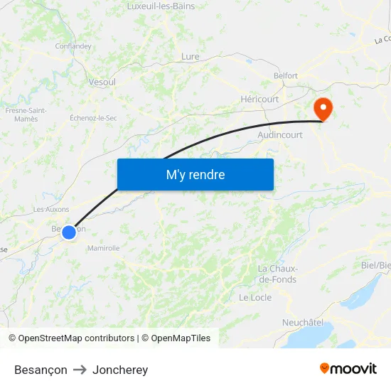 Besançon to Joncherey map