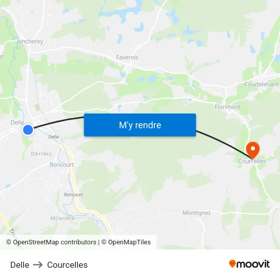 Delle to Courcelles map