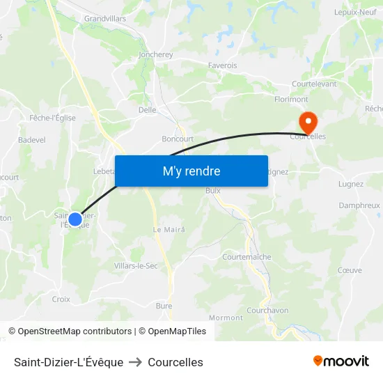 Saint-Dizier-L'Évêque to Courcelles map
