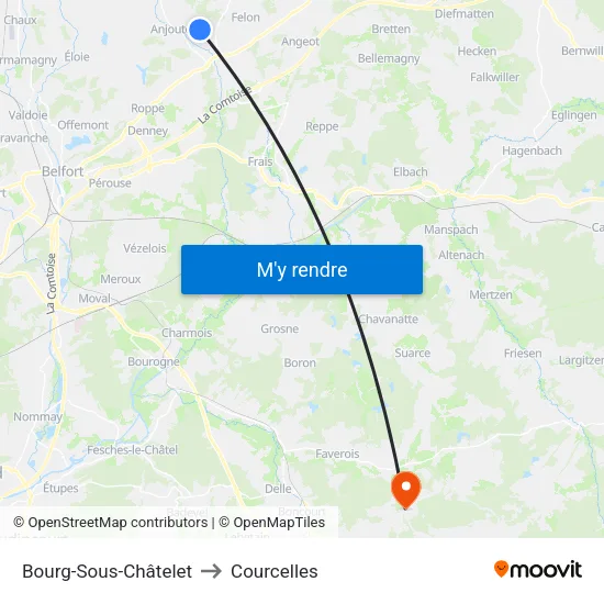 Bourg-Sous-Châtelet to Courcelles map