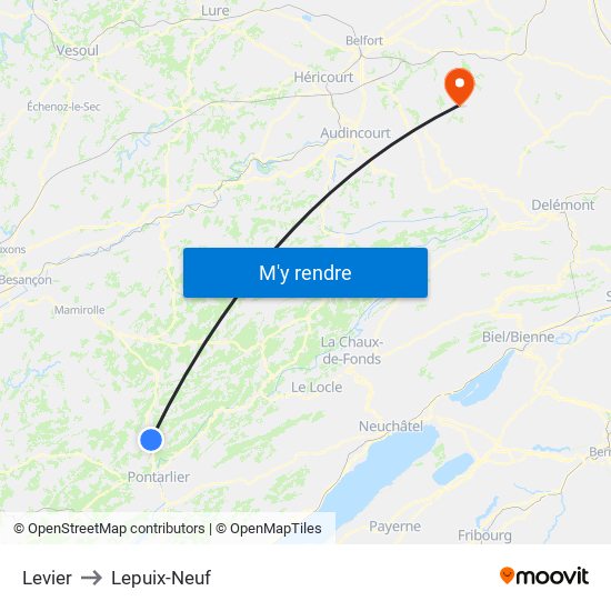 Levier to Lepuix-Neuf map