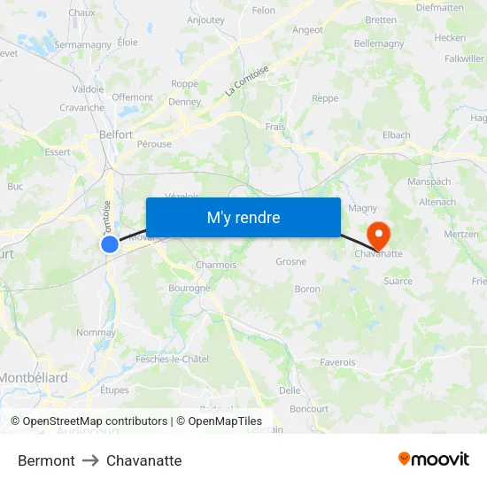 Bermont to Chavanatte map