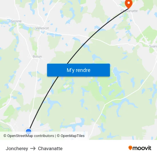 Joncherey to Chavanatte map