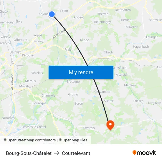 Bourg-Sous-Châtelet to Courtelevant map