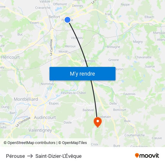 Pérouse to Saint-Dizier-L'Évêque map