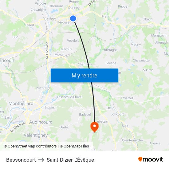Bessoncourt to Saint-Dizier-L'Évêque map
