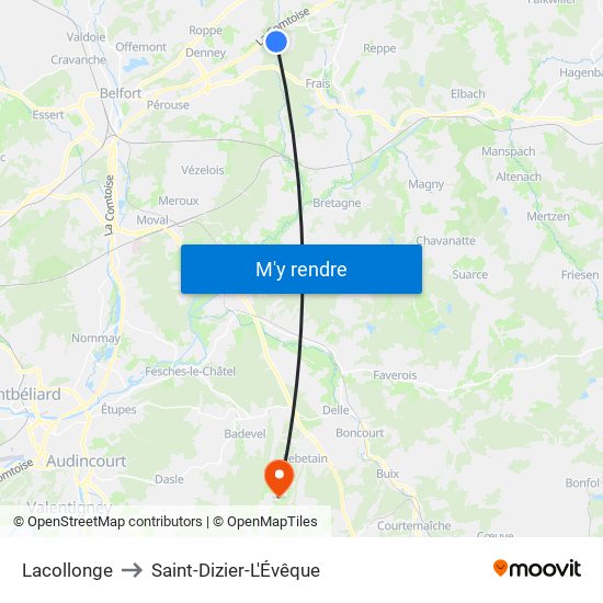 Lacollonge to Saint-Dizier-L'Évêque map