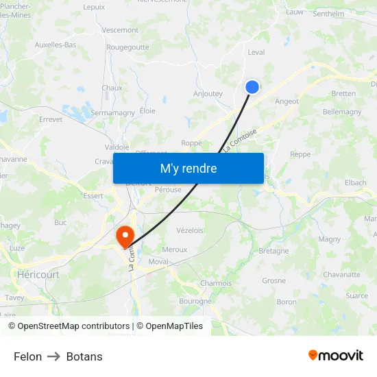 Felon to Botans map