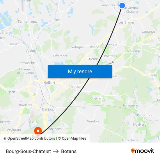 Bourg-Sous-Châtelet to Botans map