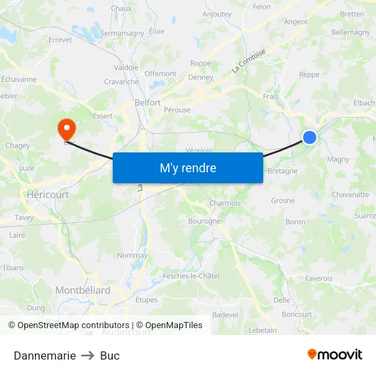 Dannemarie to Buc map