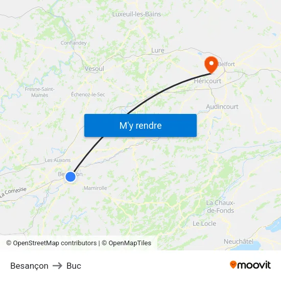 Besançon to Buc map