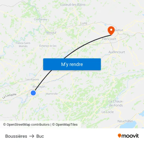 Boussières to Buc map