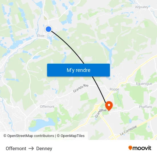 Offemont to Denney map