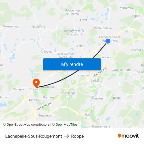 Lachapelle-Sous-Rougemont to Roppe map