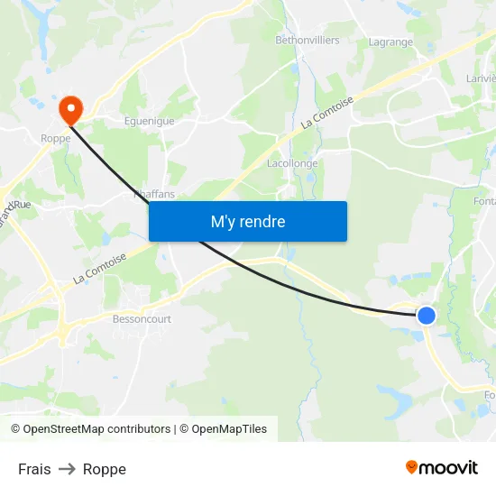 Frais to Roppe map