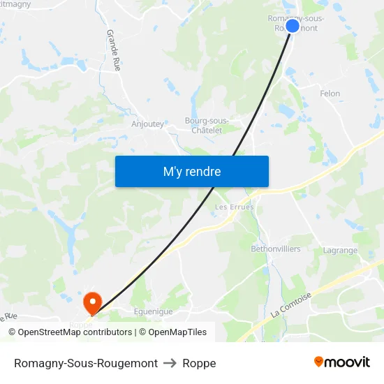 Romagny-Sous-Rougemont to Roppe map