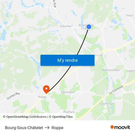 Bourg-Sous-Châtelet to Roppe map